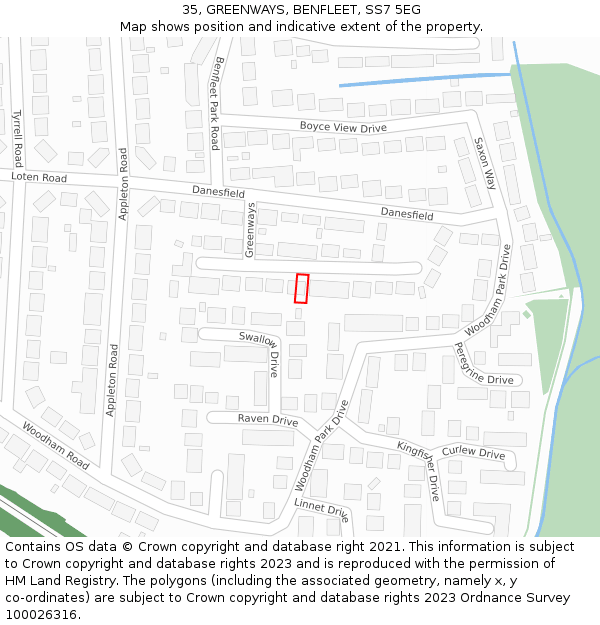 35, GREENWAYS, BENFLEET, SS7 5EG: Location map and indicative extent of plot