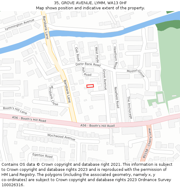 35, GROVE AVENUE, LYMM, WA13 0HF: Location map and indicative extent of plot