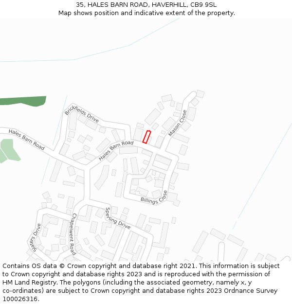 35, HALES BARN ROAD, HAVERHILL, CB9 9SL: Location map and indicative extent of plot