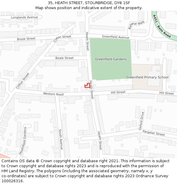 35, HEATH STREET, STOURBRIDGE, DY8 1SF: Location map and indicative extent of plot