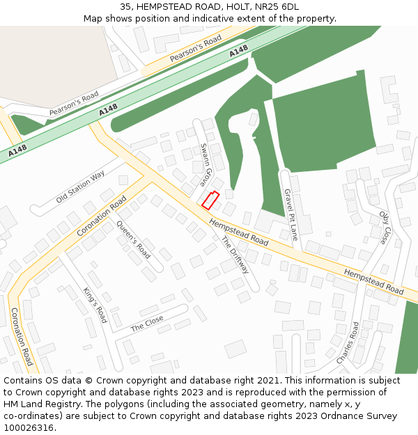 35, HEMPSTEAD ROAD, HOLT, NR25 6DL: Location map and indicative extent of plot