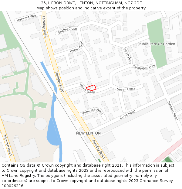 35, HERON DRIVE, LENTON, NOTTINGHAM, NG7 2DE: Location map and indicative extent of plot