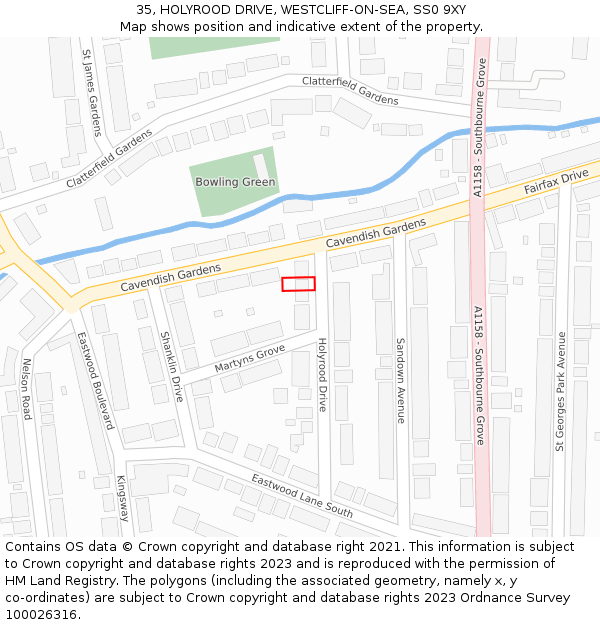 35, HOLYROOD DRIVE, WESTCLIFF-ON-SEA, SS0 9XY: Location map and indicative extent of plot