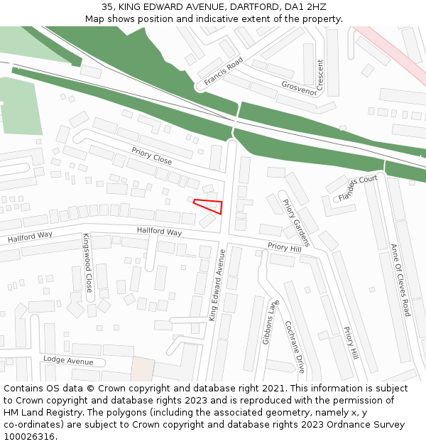 35, KING EDWARD AVENUE, DARTFORD, DA1 2HZ: Location map and indicative extent of plot