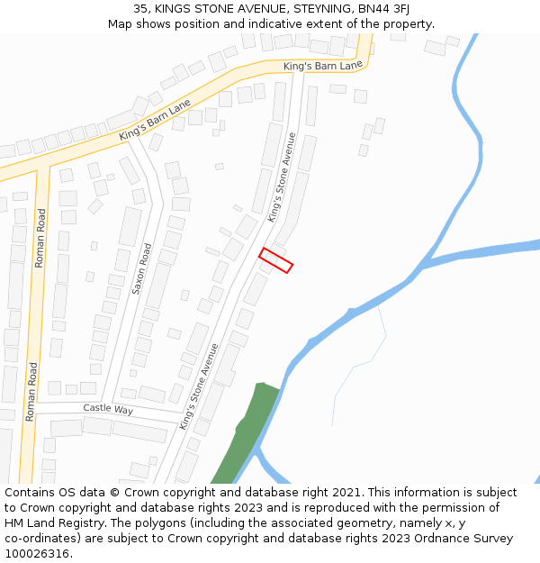 35, KINGS STONE AVENUE, STEYNING, BN44 3FJ: Location map and indicative extent of plot