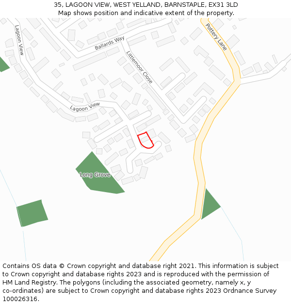 35, LAGOON VIEW, WEST YELLAND, BARNSTAPLE, EX31 3LD: Location map and indicative extent of plot