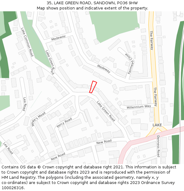 35, LAKE GREEN ROAD, SANDOWN, PO36 9HW: Location map and indicative extent of plot