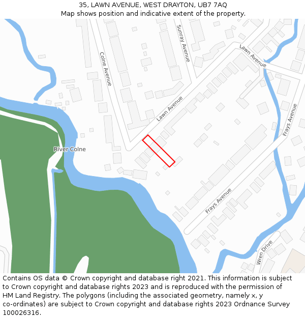 35, LAWN AVENUE, WEST DRAYTON, UB7 7AQ: Location map and indicative extent of plot