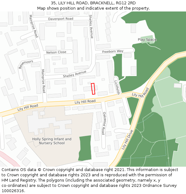 35, LILY HILL ROAD, BRACKNELL, RG12 2RD: Location map and indicative extent of plot