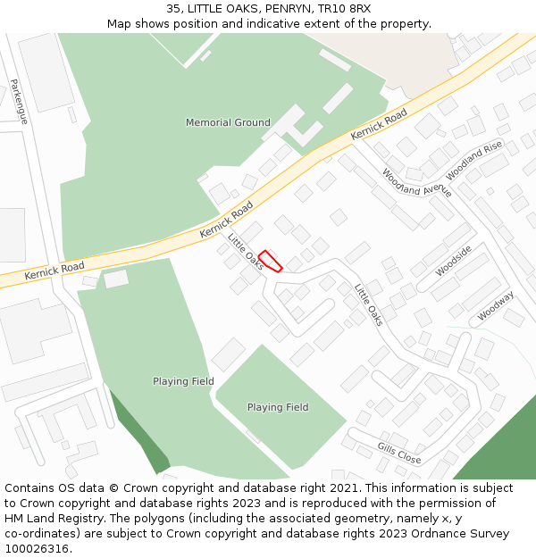 35, LITTLE OAKS, PENRYN, TR10 8RX: Location map and indicative extent of plot