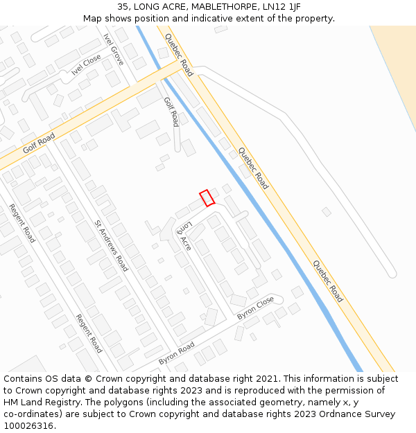 35, LONG ACRE, MABLETHORPE, LN12 1JF: Location map and indicative extent of plot
