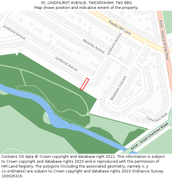 35, LYNDHURST AVENUE, TWICKENHAM, TW2 6BQ: Location map and indicative extent of plot