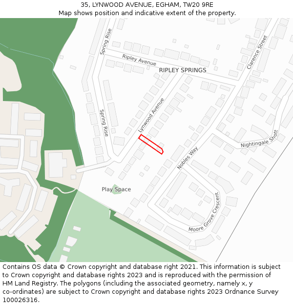 35, LYNWOOD AVENUE, EGHAM, TW20 9RE: Location map and indicative extent of plot