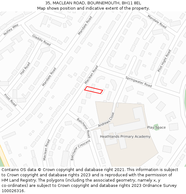 35, MACLEAN ROAD, BOURNEMOUTH, BH11 8EL: Location map and indicative extent of plot