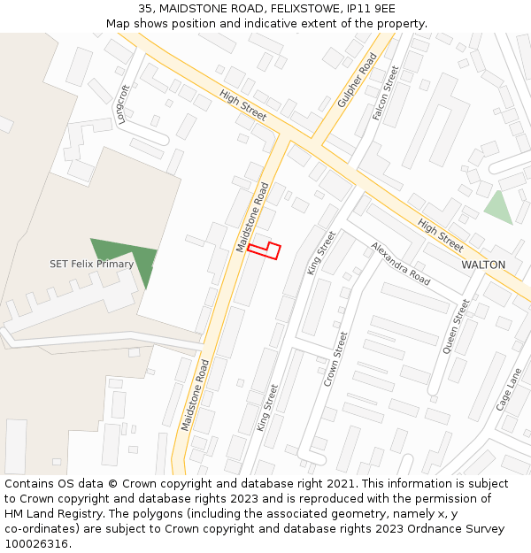 35, MAIDSTONE ROAD, FELIXSTOWE, IP11 9EE: Location map and indicative extent of plot