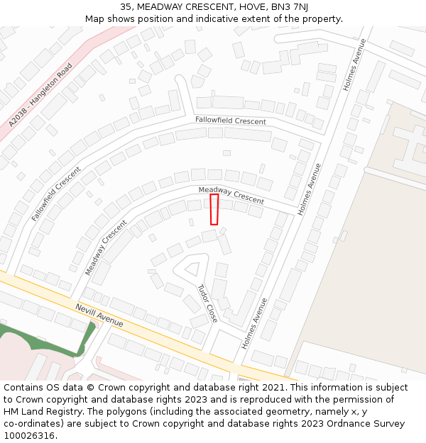 35, MEADWAY CRESCENT, HOVE, BN3 7NJ: Location map and indicative extent of plot