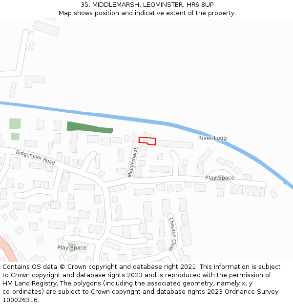 35, MIDDLEMARSH, LEOMINSTER, HR6 8UP: Location map and indicative extent of plot