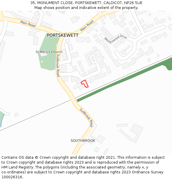 35, MONUMENT CLOSE, PORTSKEWETT, CALDICOT, NP26 5UE: Location map and indicative extent of plot