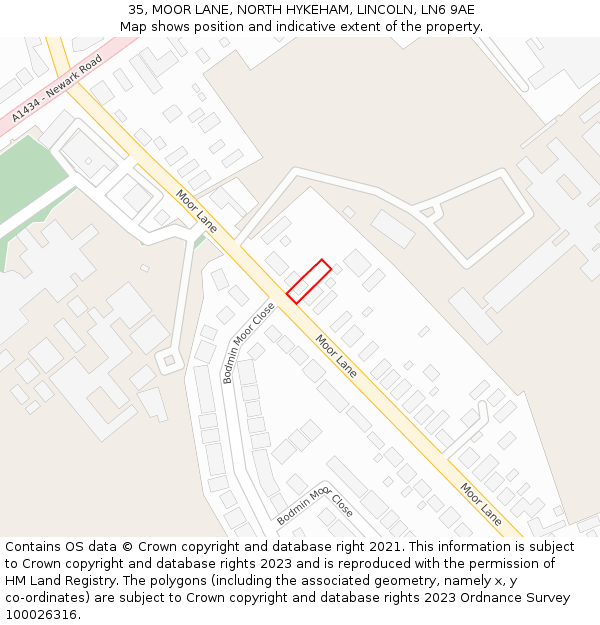 35, MOOR LANE, NORTH HYKEHAM, LINCOLN, LN6 9AE: Location map and indicative extent of plot