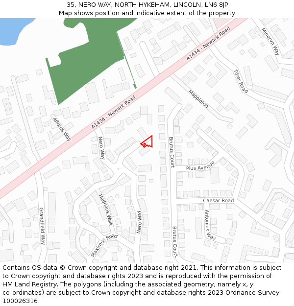 35, NERO WAY, NORTH HYKEHAM, LINCOLN, LN6 8JP: Location map and indicative extent of plot