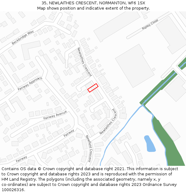 35, NEWLAITHES CRESCENT, NORMANTON, WF6 1SX: Location map and indicative extent of plot