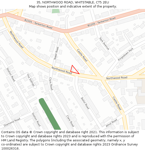 35, NORTHWOOD ROAD, WHITSTABLE, CT5 2EU: Location map and indicative extent of plot