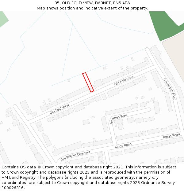 35, OLD FOLD VIEW, BARNET, EN5 4EA: Location map and indicative extent of plot