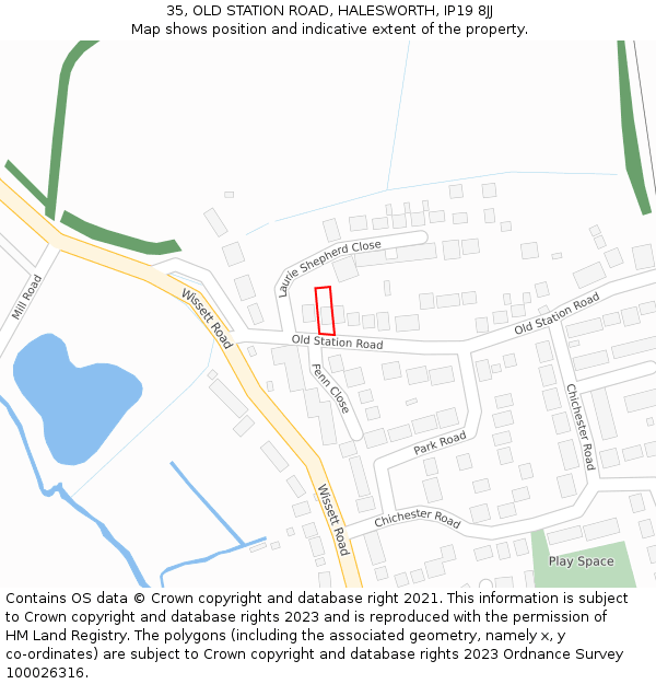 35, OLD STATION ROAD, HALESWORTH, IP19 8JJ: Location map and indicative extent of plot