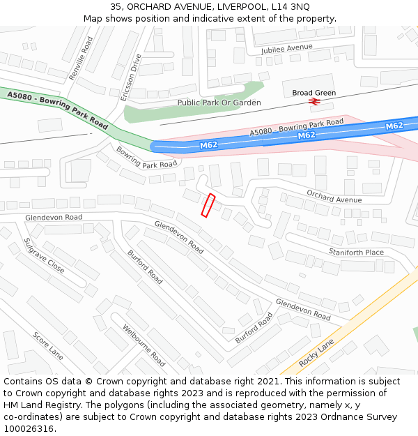 35, ORCHARD AVENUE, LIVERPOOL, L14 3NQ: Location map and indicative extent of plot