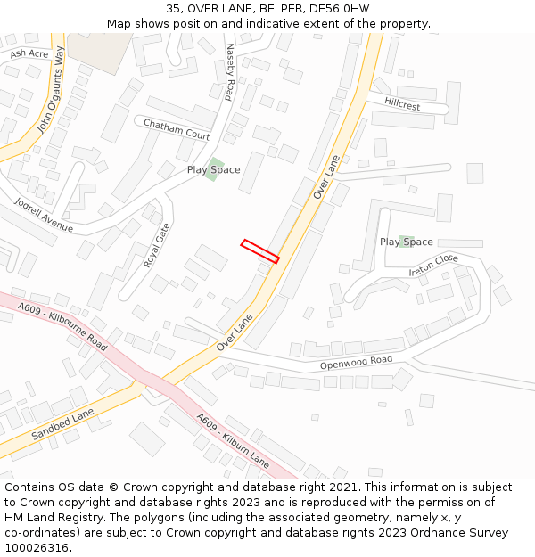 35, OVER LANE, BELPER, DE56 0HW: Location map and indicative extent of plot