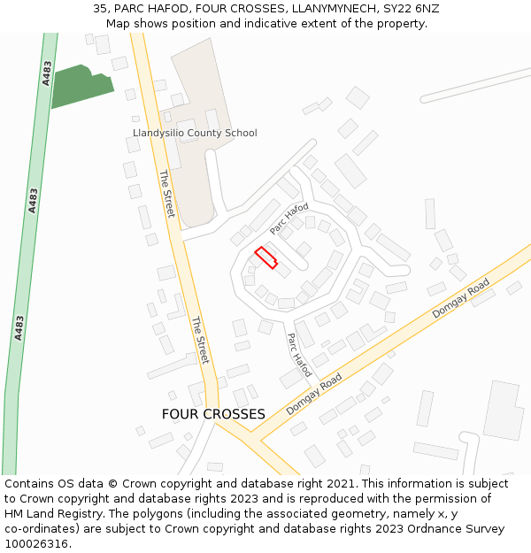 35, PARC HAFOD, FOUR CROSSES, LLANYMYNECH, SY22 6NZ: Location map and indicative extent of plot