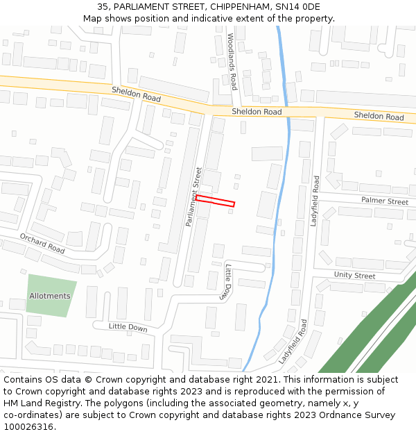 35, PARLIAMENT STREET, CHIPPENHAM, SN14 0DE: Location map and indicative extent of plot