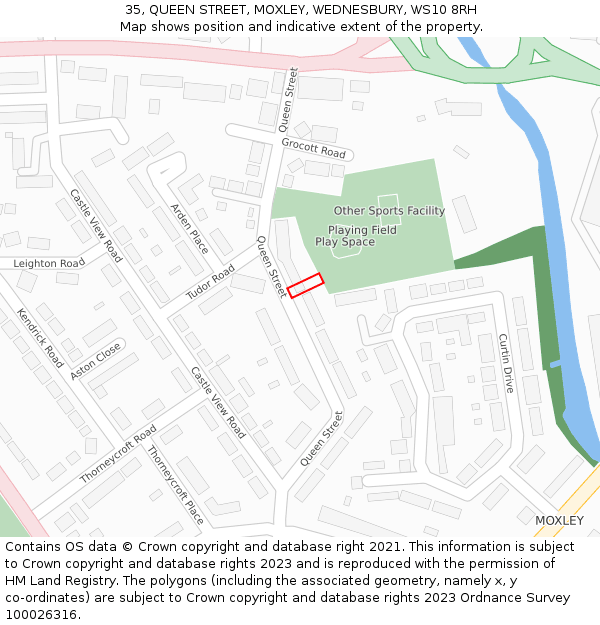 35, QUEEN STREET, MOXLEY, WEDNESBURY, WS10 8RH: Location map and indicative extent of plot