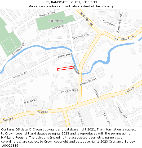 35, RAMSGATE, LOUTH, LN11 0NB: Location map and indicative extent of plot