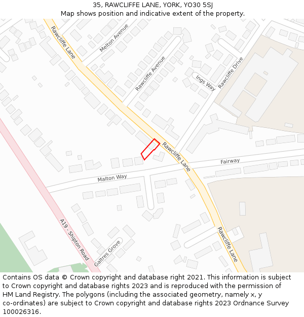 35, RAWCLIFFE LANE, YORK, YO30 5SJ: Location map and indicative extent of plot