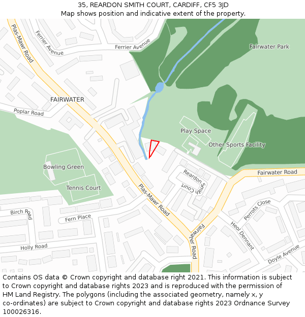 35, REARDON SMITH COURT, CARDIFF, CF5 3JD: Location map and indicative extent of plot