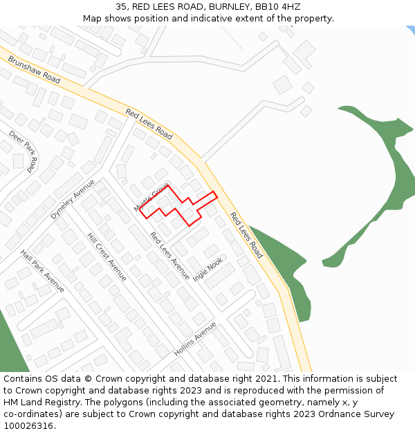35, RED LEES ROAD, BURNLEY, BB10 4HZ: Location map and indicative extent of plot