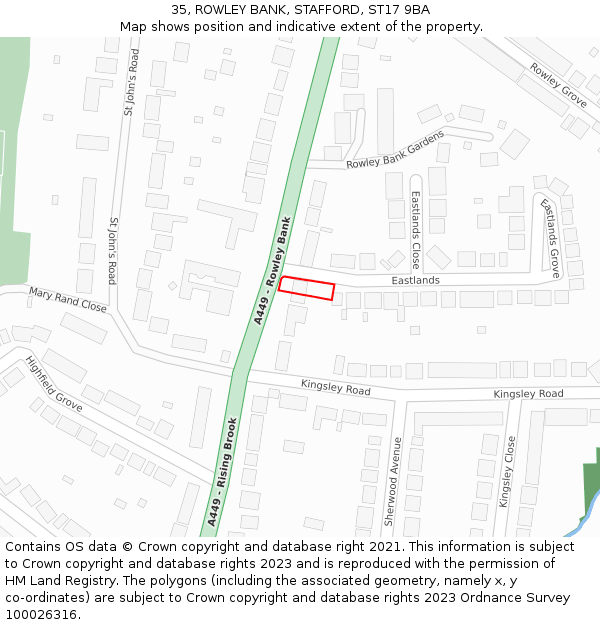 35, ROWLEY BANK, STAFFORD, ST17 9BA: Location map and indicative extent of plot