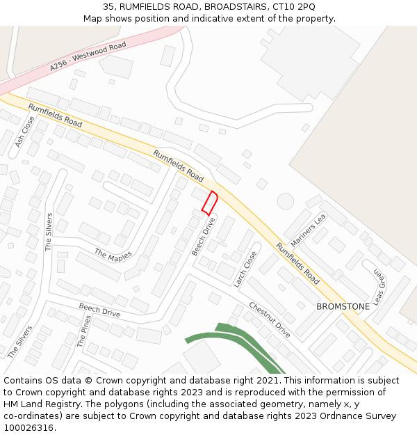 35, RUMFIELDS ROAD, BROADSTAIRS, CT10 2PQ: Location map and indicative extent of plot