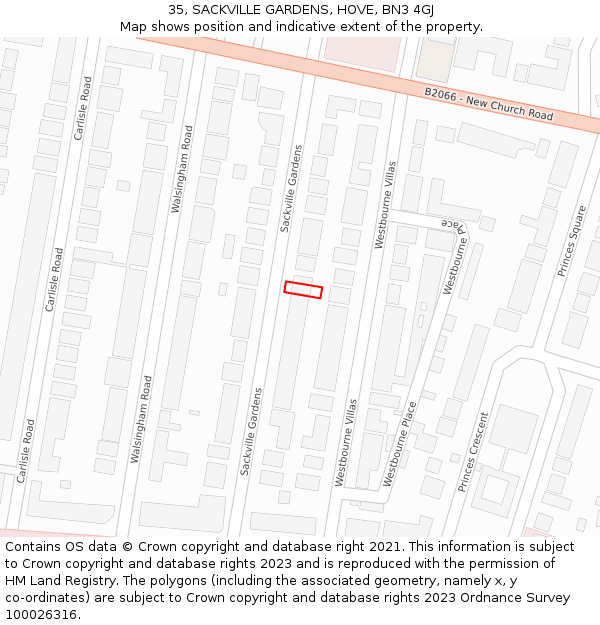 35, SACKVILLE GARDENS, HOVE, BN3 4GJ: Location map and indicative extent of plot