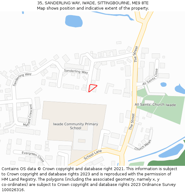 35, SANDERLING WAY, IWADE, SITTINGBOURNE, ME9 8TE: Location map and indicative extent of plot