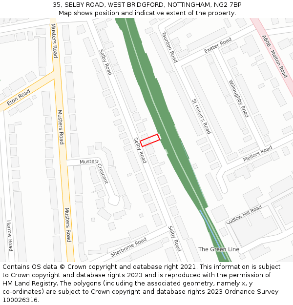 35, SELBY ROAD, WEST BRIDGFORD, NOTTINGHAM, NG2 7BP: Location map and indicative extent of plot