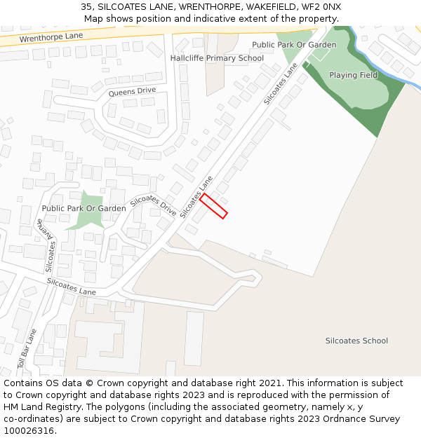 35, SILCOATES LANE, WRENTHORPE, WAKEFIELD, WF2 0NX: Location map and indicative extent of plot