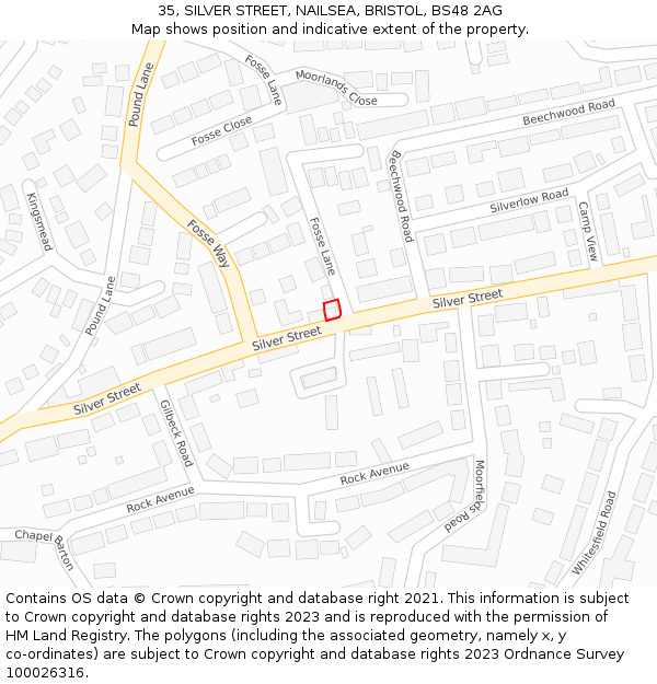 35, SILVER STREET, NAILSEA, BRISTOL, BS48 2AG: Location map and indicative extent of plot