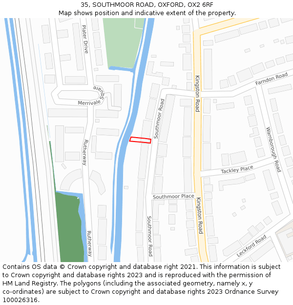 35, SOUTHMOOR ROAD, OXFORD, OX2 6RF: Location map and indicative extent of plot