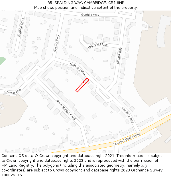 35, SPALDING WAY, CAMBRIDGE, CB1 8NP: Location map and indicative extent of plot