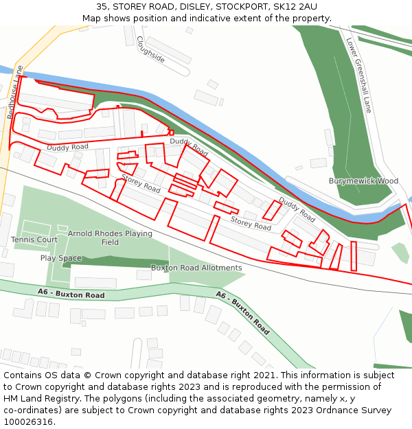 35, STOREY ROAD, DISLEY, STOCKPORT, SK12 2AU: Location map and indicative extent of plot