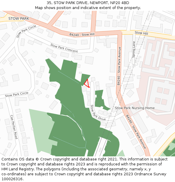 35, STOW PARK DRIVE, NEWPORT, NP20 4BD: Location map and indicative extent of plot