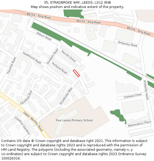 35, STRADBROKE WAY, LEEDS, LS12 4NB: Location map and indicative extent of plot