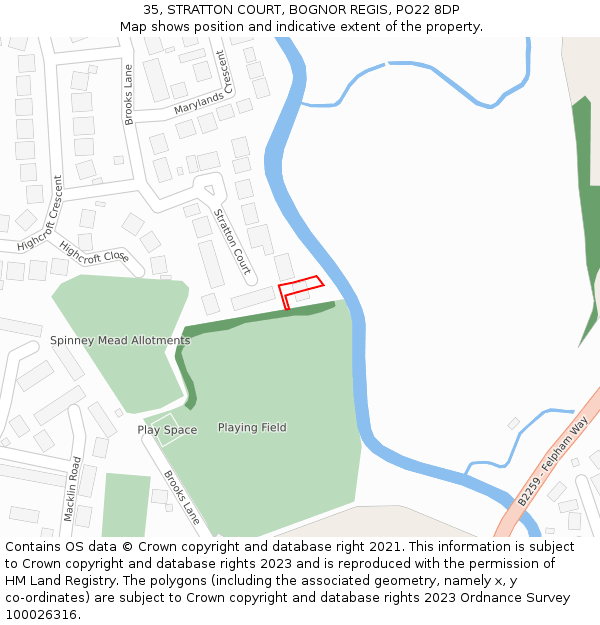 35, STRATTON COURT, BOGNOR REGIS, PO22 8DP: Location map and indicative extent of plot